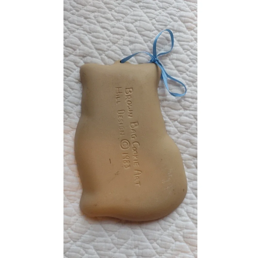 Vintage 1983 Brown Bag Cookie Art Cat Stoneware Mold Hill Design Feline Decor